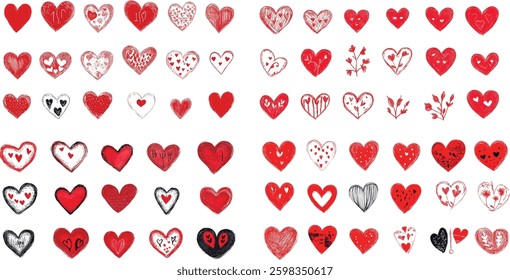 Heart Collection Vector Illustration. Different Shapes and Styles.
