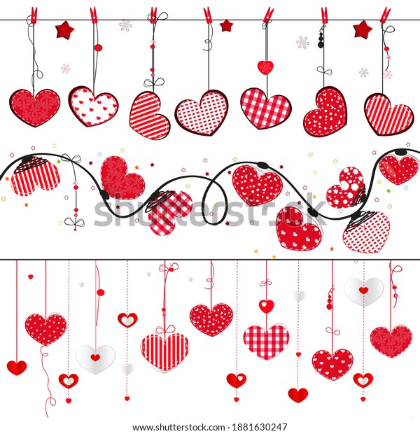 
Heart Collections. Set hearts for Valentine's
Day greeting card design element. Heart and line decorative border
frame vector