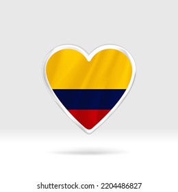 Heart from Colombia flag. Silver button star and flag template. Easy editing and vector in groups. National flag vector illustration on white background.