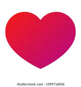 Heart from a color geometrical pattern. Small purple and red circles inside the heart. Decorative element. Red heart. Vector illustration.