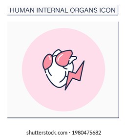 Heart color icon.Heart attack. Problem diagnostic. Human internal organs concept.Isolated vector illustration