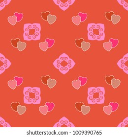 Heart color seamless pattern. Fashion graphic design. Modern stylish texture. Colorful template for prints, textiles, wrapping, wallpaper, card, banner, business. Vector illustration