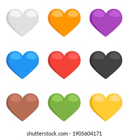 Heart Color Set Icons. Doodle Illustration Clip Art vector Design. Cartoon Style Love Symbol.