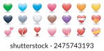 Heart Color Set Icons vector illustrations. Set of Hearts in different colors and types	