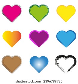 Heart color set icons. Vector illustration. EPS 10.