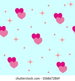 Heart color and star seamless pattern. Fashion graphic design. Modern stylish texture. Colorful template for prints, textiles, wrapping, wallpaper, card, banner, business. Vector illustration