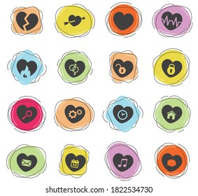 Heart color vector icons for web and user interface