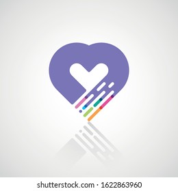 heart with colored icon line icon