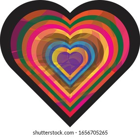 corazón con formas coloreadas aisladas sobre fondo blanco