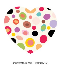 Heart with colored spots, isolated, Vector illustration.