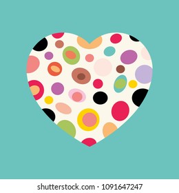 Heart with colored spots. Vector illustration.