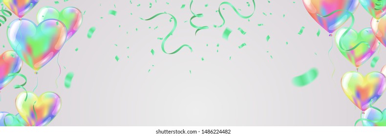 Heart colorful balloons Balloons and confetti Carnival festive background. Vector illustration. holiday illustration with confetti balloons Party decorations for birthday