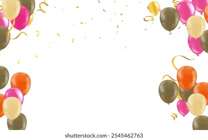 Heart colorful balloons Balloons and confetti Carnival festive background. Vector illustration. anniversary celebration logo vector template design illustration