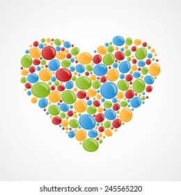 Heart of colorful bubbles. Vector illustration.
