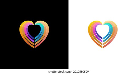 Heart colorful gradient vector logotype. Charity medical sign symbol. Spa beauty salon massage logo icon design.