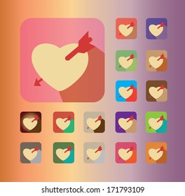 heart colorful icon set 3