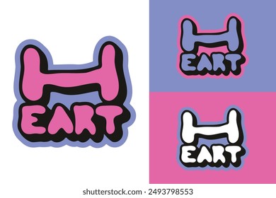 Heart colorful lettering vector typography with hand drawn style for concept and design of sticker, t-shirt, apparel, poster, card, printing, wallpaper