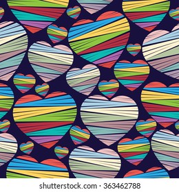 Heart colorful seamless pattern. Valentine's Day. Vector background