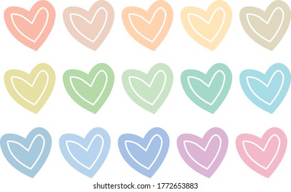 Heart colorful set. Office Stickers