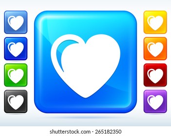 Heart Colorful Square Button
