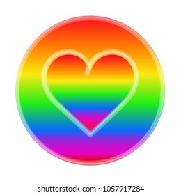 heart coloring of LGBT people with a white outline against the background of the LGBT color balloon of a rainbow symbol with a white outline