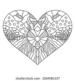 Página de coloreado del corazón. Ilustración vectorial.