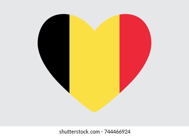 Heart in colors of the Belgium flag, vector