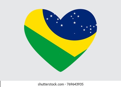 Heart in colors of the Brazil flag, vector