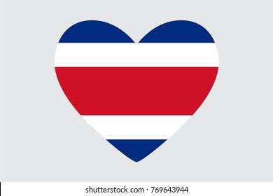 Heart in colors of the Costa Rica flag, vector