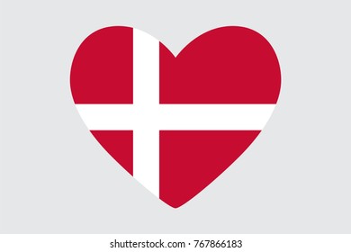 Heart in colors of the Denmark flag, vector