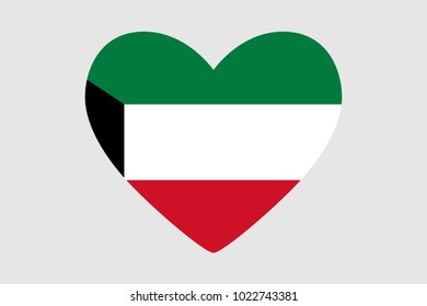 Heart of the colors of the flag of Kuwait, vector
