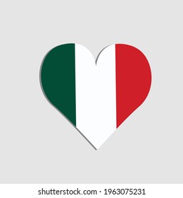 heart with the colors of the flag of mexico on white background