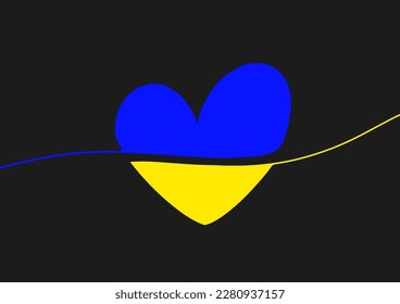 Herz in den Farben der Flagge der Ukraine. Mit der Ukraine im Herzen. Illustration für verschiedene Verwendungszwecke. Vektorgrafik