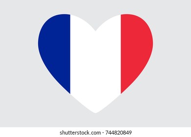 Heart in colors of the France flag, vector.