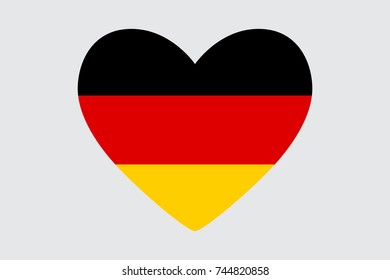 Heart in colors of the Germany flag, vector.