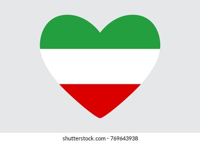 Heart in colors of the Iran flag, vector