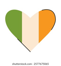 A heart in the colors of the Irish flag, symbolizing love for Ireland and St. Patrick's Day. Vector illustration isolated on white.