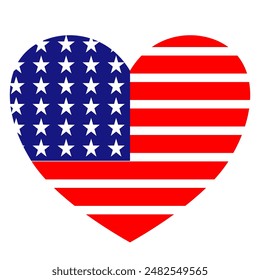 Corazón con colores y patrones de la bandera de Estados Unidos