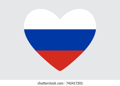 Heart in colors of Russian flag, vector