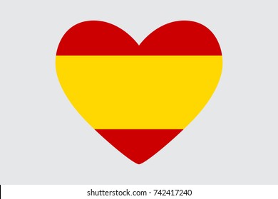 Herz in den Farben der spanischen Flagge, Vektorillustration