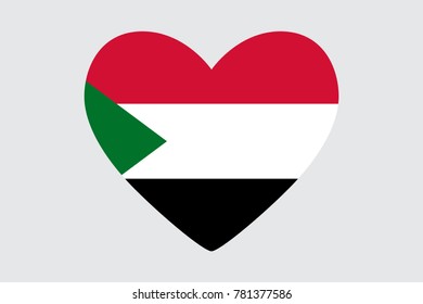 Heart in colors of the Sudan flag, vector