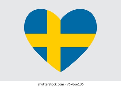 Heart in colors of the Sweden flag, vector