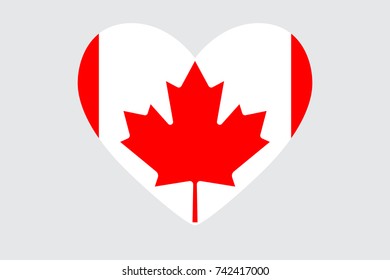 Heart in colors and symbols of the Canadian flag, vector