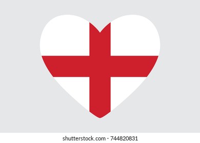 Heart in colors and symbols of the England flag, vector.