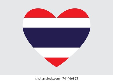 Heart in colors of the Thailand flag, vector