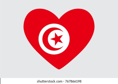 Heart in colors of the Tunisia flag, vector