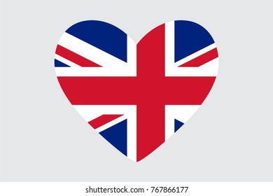 Heart in colors of the United Kingdom flag, vector