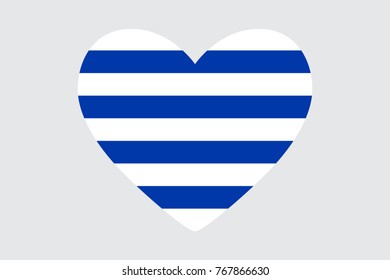 Heart in colors of the Uruguay flag, vector