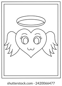 A heart colouring page line vector download