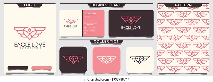 heart combined Wings minimal logo design